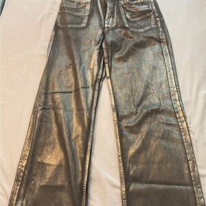 Zara Shimmering Silver Trousers